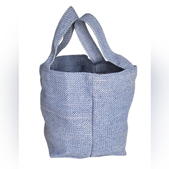 Prada Mini Raffia Straw Tote Bag – Blue - New - Picture 3 of 4